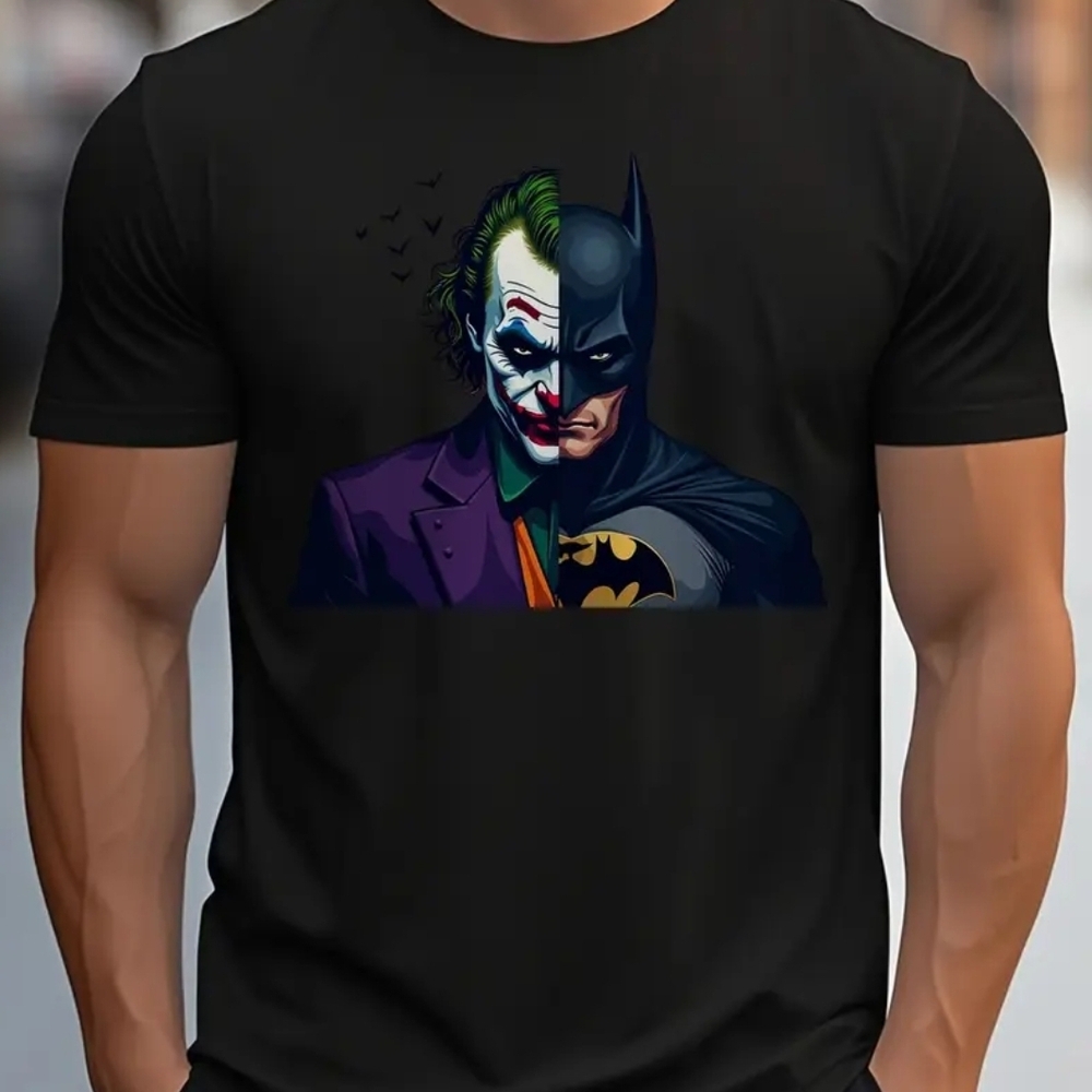 Batman/Joker Black Graphic T-Shirt L